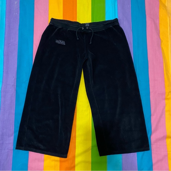 Von Dutch Logo Ankle Cropped Sweat Pants Loose Fit Baggy Low Rise Hip Hugger Lrg - Picture 6 of 11